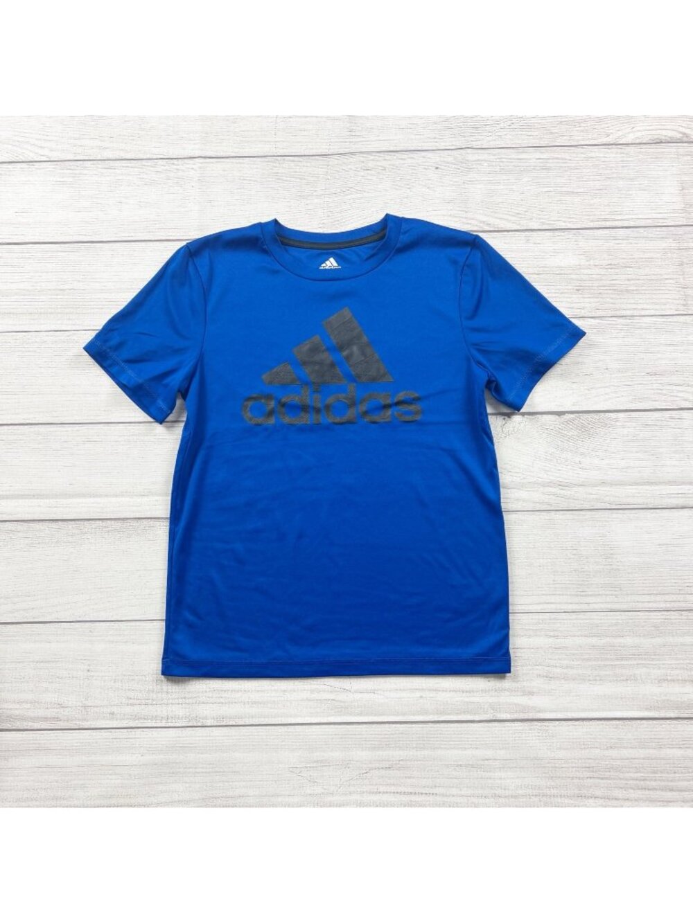 Adidas Boys Blue Logo Graphic T-Shirt Athletic Comfortable Lightweight 8